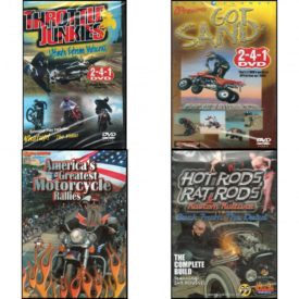 Auto, Truck & Cycle Extreme Stunts & Crashes 4 Pack Fun Gift DVD Bundle: Throttle Junkies, Got Sand? by Blue Planet, Americas Greatest Motorcycle Rallies, Hot Rods, Rat Rods & Kustom Kulture: Back from the Dead - The Complete Build