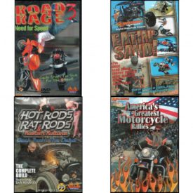 Auto, Truck & Cycle Extreme Stunts & Crashes 4 Pack Fun Gift DVD Bundle: Road Rage Vol. 3 -  Need for Speed, Eatin Sand!, Hot Rods, Rat Rods & Kustom Kulture: Back from the Dead - The Complete Build, Americas Greatest Motorcycle Rallies