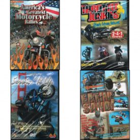 Auto, Truck & Cycle Extreme Stunts & Crashes 4 Pack Fun Gift DVD Bundle: Americas Greatest Motorcycle Rallies, Throttle Junkies, Servin It Up, Eatin Sand!