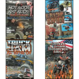 Auto, Truck & Cycle Extreme Stunts & Crashes 4 Pack Fun Gift DVD Bundle: Hot Rods, Rat Rods & Kustom Kulture: Back from the Dead - The Complete Build, Eatin Sand!, Truck Jam: All Tricked Out, Americas Greatest Motorcycle Rallies