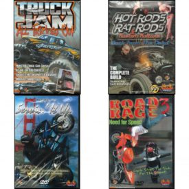 Auto, Truck & Cycle Extreme Stunts & Crashes 4 Pack Fun Gift DVD Bundle: Truck Jam: All Tricked Out, Hot Rods, Rat Rods & Kustom Kulture: Back from the Dead - The Complete Build, Servin It Up, Road Rage Vol. 3 -  Need for Speed