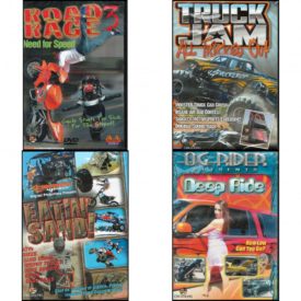 Auto, Truck & Cycle Extreme Stunts & Crashes 4 Pack Fun Gift DVD Bundle: Road Rage Vol. 3 -  Need for Speed, Truck Jam: All Tricked Out, Eatin Sand!, Og Rider: Deep Ride