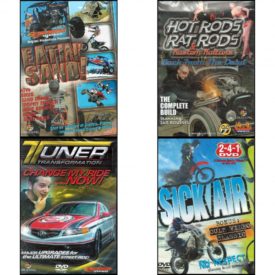 Auto, Truck & Cycle Extreme Stunts & Crashes 4 Pack Fun Gift DVD Bundle: Eatin Sand!, Hot Rods, Rat Rods & Kustom Kulture: Back from the Dead - The Complete Build, Tuner Transformation: Change My Ride Now, Sick Air