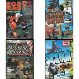 Auto, Truck & Cycle Extreme Stunts & Crashes 4 Pack Fun Gift DVD Bundle: Road Rage Vol. 3 -  Need for Speed, Eatin Sand!, Hot Rods, Rat Rods & Kustom Kulture: Back from the Dead - The Complete Build, Sick Air