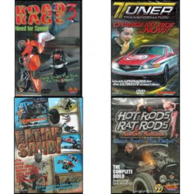Auto, Truck & Cycle Extreme Stunts & Crashes 4 Pack Fun Gift DVD Bundle: Road Rage Vol. 3 -  Need for Speed, Tuner Transformation: Change My Ride Now, Eatin Sand!, Hot Rods, Rat Rods & Kustom Kulture: Back from the Dead - The Complete Build