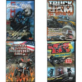 Auto, Truck & Cycle Extreme Stunts & Crashes 4 Pack Fun Gift DVD Bundle: Servin It Up, Truck Jam: All Tricked Out, Americas Greatest Motorcycle Rallies, Throttle Junkies