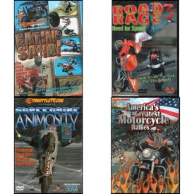 Auto, Truck & Cycle Extreme Stunts & Crashes 4 Pack Fun Gift DVD Bundle: Eatin Sand!, Road Rage Vol. 3 -  Need for Speed, Streetbike Animosity 2, Americas Greatest Motorcycle Rallies