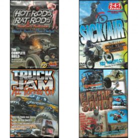 Auto, Truck & Cycle Extreme Stunts & Crashes 4 Pack Fun Gift DVD Bundle: Hot Rods, Rat Rods & Kustom Kulture: Back from the Dead - The Complete Build, Sick Air, Truck Jam: All Tricked Out, Eatin Sand!