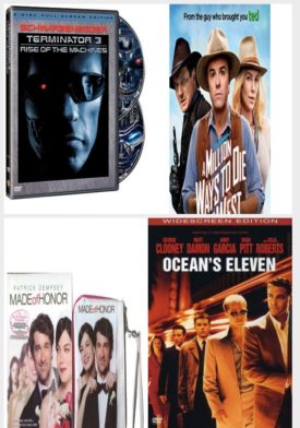 DVD Assorted Movies 4 Pack Fun Gift Bundle: Terminator 3 - Rise of the Machines, A Million Ways to Die in the West, Made Of Honor, Oceans Eleven