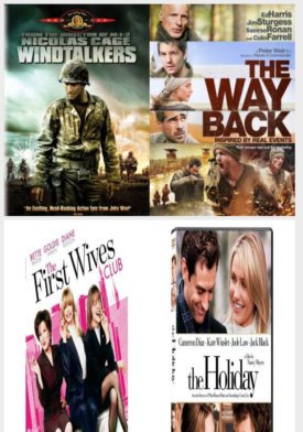 DVD Assorted Movies 4 Pack Fun Gift Bundle: Angel Has Fallen, License to Kill, The First Wives Club, The Holiday