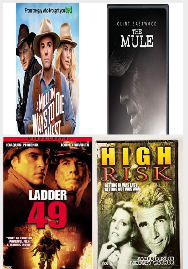 DVD Assorted Movies 4 Pack Fun Gift Bundle: A Million Ways to Die in the West, The Mule, Ladder 49, Fist Fight