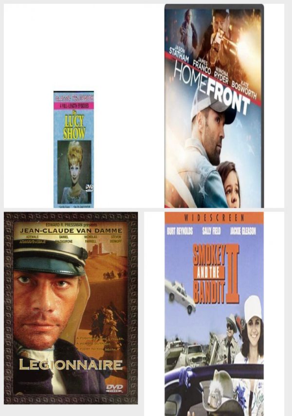 DVD Assorted Movies 4 Pack Fun Gift Bundle: The Lucy Show 4 Full-Length Episodes, Homefront, Legionnaire, Smokey and the Bandit II