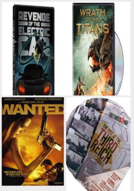 DVD Assorted Movies 4 Pack Fun Gift Bundle: HELLBOY, Salt, Wanted, WWII RISE OF THE THIRD REICH