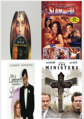 DVD Assorted Movies 4 Pack Fun Gift Bundle: Gardens of the Night, Slammed!, Mrs. Lambert Remembers Love, The Ministers