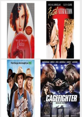 DVD Assorted Movies 4 Pack Fun Gift Bundle: The Last Time I Saw Paris, Fatal Attraction, A Million Ways to Die in the West, Cagefighter