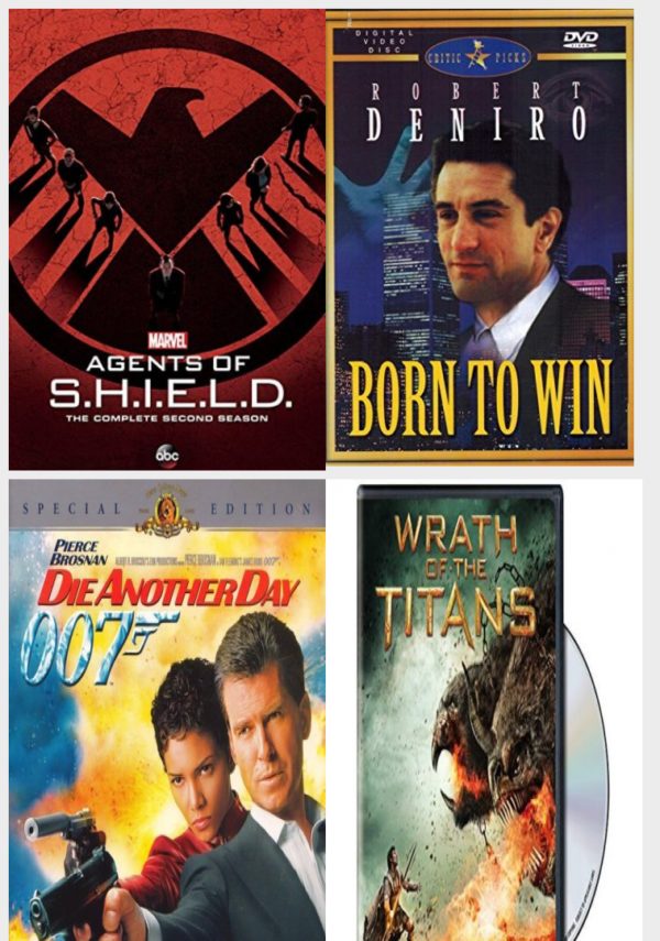 DVD Assorted Movies 4 Pack Fun Gift Bundle: Marvels Agents of S.H.I.E.L.D.: Season 2, Born To Win, Die Another Day, Wrath of the Titans