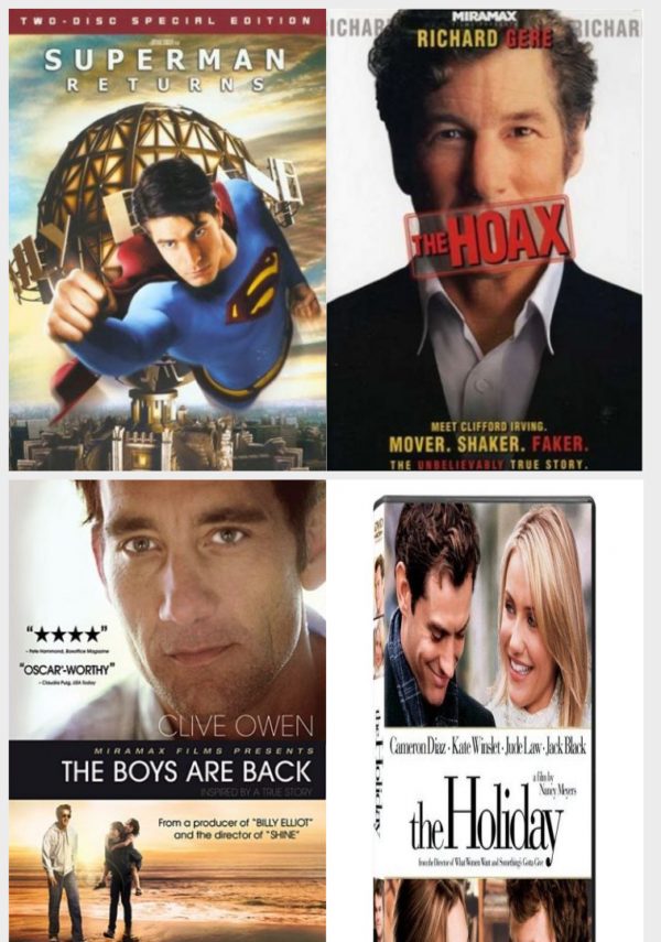 DVD Assorted Movies 4 Pack Fun Gift Bundle: Superman Returns, The Hoax, The Boys Are Back, The Holiday