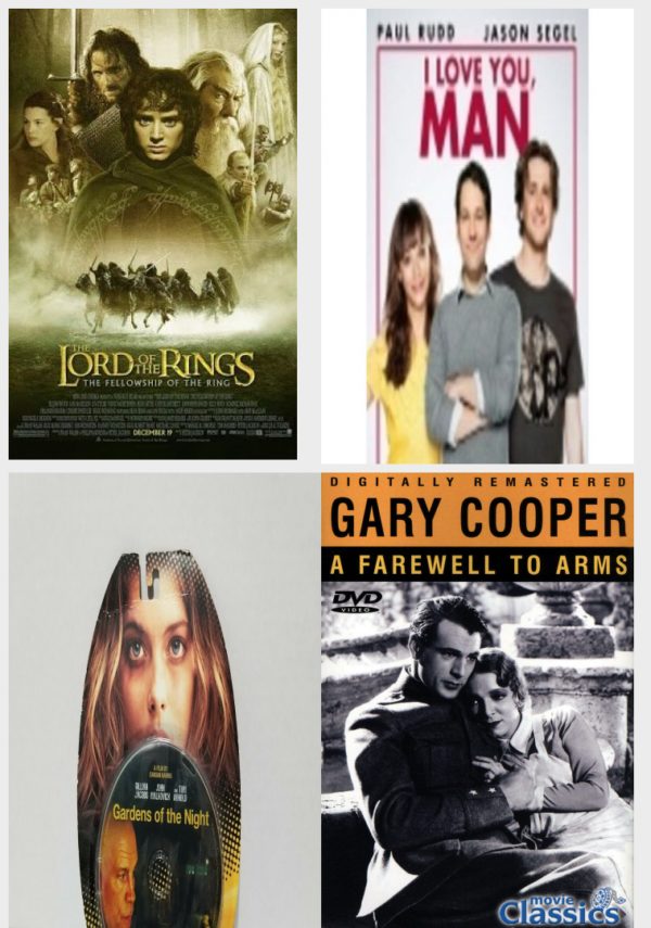 DVD Assorted Movies 4 Pack Fun Gift Bundle: THE LORD OF THE RINGS: THE RETURN MOVIE, I Love You Man, Gardens of the Night, A Farewell to Arms