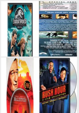 DVD Assorted Movies 4 Pack Fun Gift Bundle: Jurassic World: Fallen Kingdom, The Saint Movie, McLintock!, Rush Hour 1 - 3 Collection