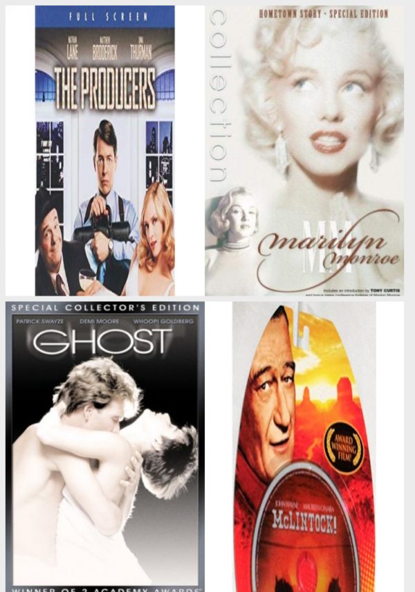 DVD Assorted Movies 4 Pack Fun Gift Bundle: The Bank Job, Marilyn Monroe Collection - Hometown Story, Ghost, McLintock!