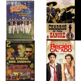 DVD Spanish Speaking Movies 4 Pack Fun Gift Bundle: Liberacion: Que Me Quiten Lo Bailado, Charrps De Pura Sangre, El Poder del Narco/Sangre Indomable, Recien Cazado