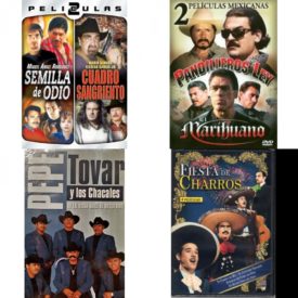 DVD Spanish Speaking Movies 4 Pack Fun Gift Bundle: Dos Peliculas Mexicanas - Semilla & Cuadro, Pandilleros Lay/El Marihuano, De La Vista Nace El Amor, Fiesta De Charros. 4 Peliculas