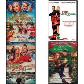 Christmas Holiday Movies DVD 4 Pack Assorted Bundle: A Holiday Homecoming - Family ids the Greatest Gift of All Time!  Four Christmases  Hearts & Vines - Lifting Spirits with Holiday Cheer!  Magic in Mount Holly - Join in the Magic of Christmas