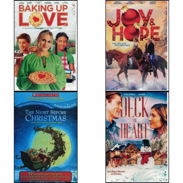 Christmas Holiday Movies DVD 4 Pack Assorted Bundle: Baking Up Love - A Sprinkle of Courage and a Dash of Faith  Joy & Hope - Find True Love This Christmas!  The Night Before Christmas... and More Classic Holiday Titles Scholastic Storybook Treasures Special Edition 2-Pack  Deck the Heart - Love Always Blossoms at Christmas