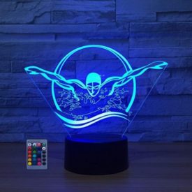 Creative 3D Swimming Night Light USB Powered Touch Switch Remote Control LED Decor Optical Illusion 3D Lamp 7/16 Colors Changing Christmas Xmas Brithday Gift