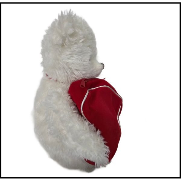 2003 Hallmark From My Heart Teddy Bear White Red Heart Zipper Pocket ~ Place a Gift Inside!