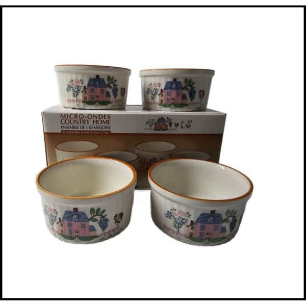 Vintage 1987 Country Home Design Set of 4 Ramekins Jamestown China Made In Japan