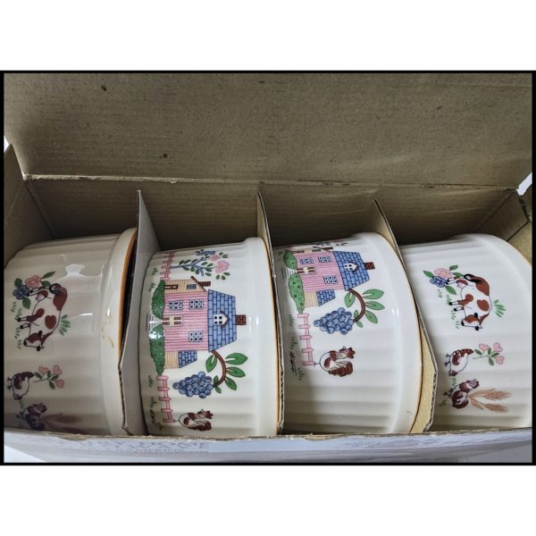 Vintage 1987 Country Home Design Set of 4 Ramekins Jamestown China Made In Japan