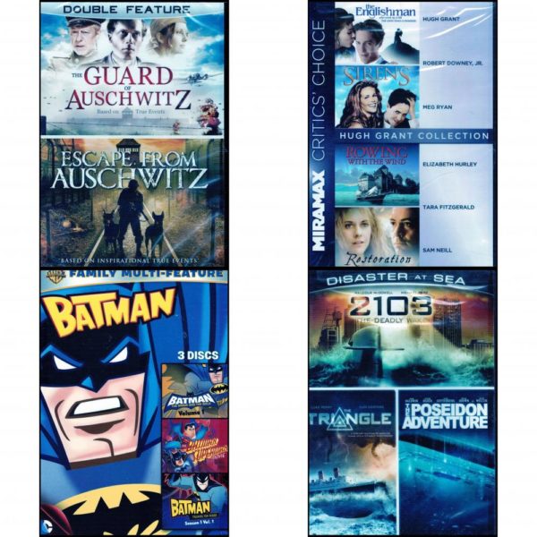 DVD Assorted Multi-Feature Movies 4 Pack Fun Gift Bundle: The Guard of Auschwitz And Escape From Auschwitz - Multi-Feature Movie  Hugh Grant Collection - Multi-Feature Movie  DC Batman Fun 3-Pack - Multi-Feature Movie  Disaster at Sea 2013: Deadly Wake / The Triangle / The Poseidon Adventure - Multi-Feature Movie