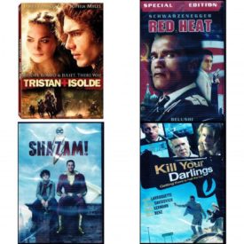 DVD Assorted Movies 4 Pack Fun Gift Bundle: Tristan and Isolde Full Screen Edition  Red Heat Special Edition  Shazam!  Kill Your Darlings
