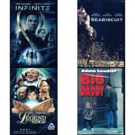 DVD Assorted Movies 4 Pack Fun Gift Bundle: Infinite   Seabiscuit Full Screen  Max Magician and the Legend of the Rings  Big Daddy