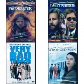 DVD Assorted Movies 4 Pack Fun Gift Bundle: Firestarter 2022 - Collector's Edition   I Witness  Very Bad Things   The Wronged Man