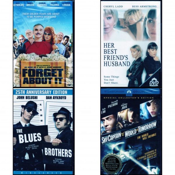 DVD Assorted Movies 4 Pack Fun Gift Bundle: Forget About It  Her Best Friend's Husband  The Blues Brothers  Sky Captain and the World Of Tomorrow