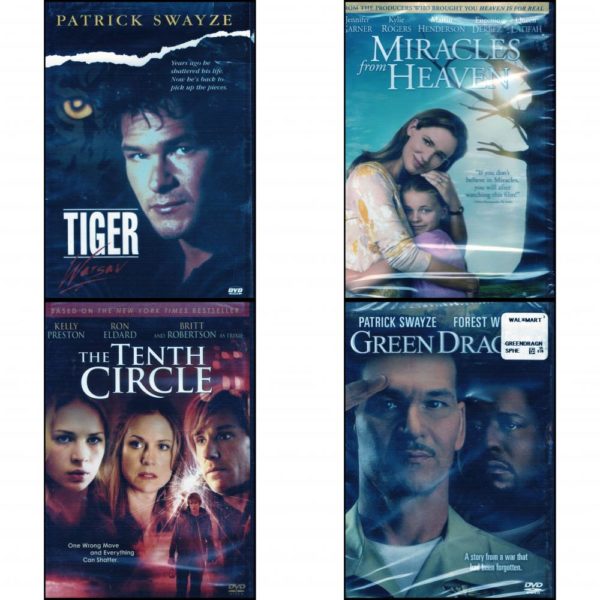 DVD Assorted Movies 4 Pack Fun Gift Bundle: Tiger Warsaw  Miracles from Heaven  The Tenth Circle  Green Dragon