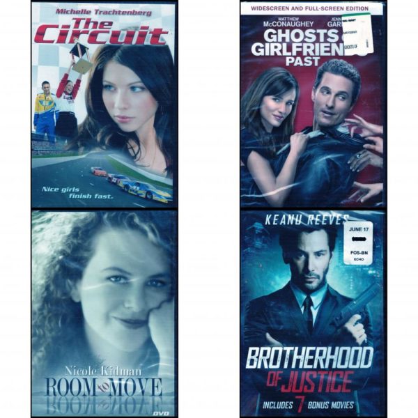 DVD Assorted Movies 4 Pack Fun Gift Bundle: Circuit  Ghosts of Girlfriends Past  Room to Move  Brotherhood of Justice