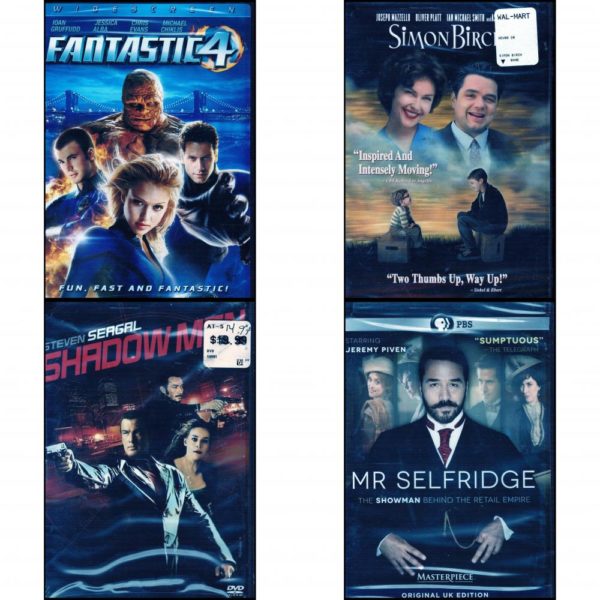 DVD Assorted Movies 4 Pack Fun Gift Bundle: Fantastic Four Widescreen Edition  Simon Birch  Shadow Man  Masterpiece Classic: Mr. Selfridge