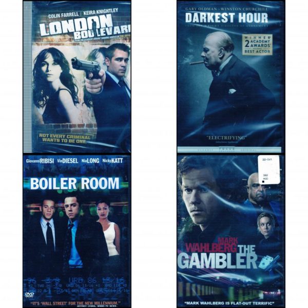 DVD Assorted Movies 4 Pack Fun Gift Bundle: London Boulevard  Darkest Hour  Boiler Room  The Gambler 2014