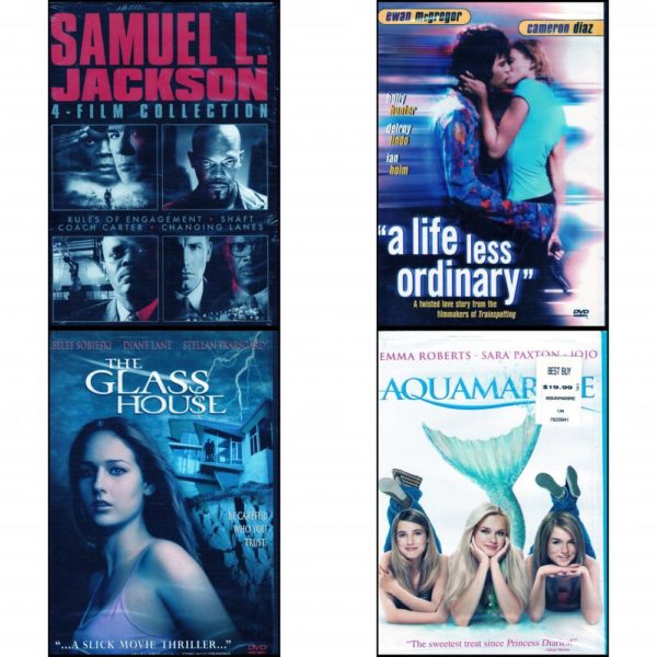 DVD Assorted Movies 4 Pack Fun Gift Bundle: Samuel L. Jackson 4-Film Collection  A Life Less Ordinary  The Glass House  Aquamarine