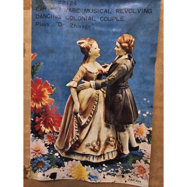 Vintage Price Imports Earthenware Musical Revolving Dancing Colonial Couple #2124