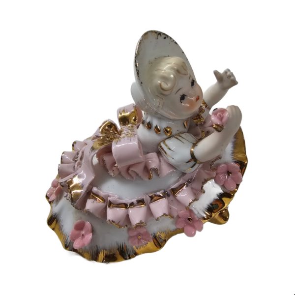 Vintage 1950's Lefton Bloomer Girl Figurine Pink & Gold