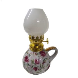 Vintage 1950's Lefton Rose Chintz Mini Oil Lamp