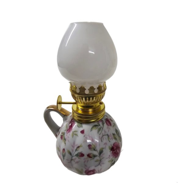 Vintage 1950's Lefton Rose Chintz Mini Oil Lamp