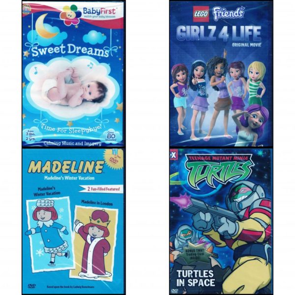 DVD Children's Movies 4 Pack Fun Gift Bundle: Sweet Dreams Time for Sleepybye 5  LEGO Friends: Girlz 4 Life  Madeline's Winter Vacation/Madeline in London  Teenage mutant Ninja Turtles - Turtles In Space