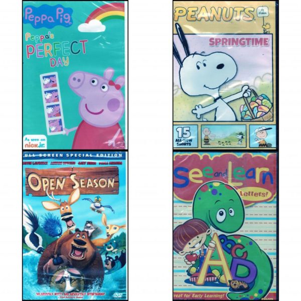 DVD Children's Movies 4 Pack Fun Gift Bundle: Peppa Pig: Peppa's Perfect Day  Peanuts by Schulz: Springtime - 15 All New Shorts  Open Season Full Screen Special Edition  See and Learn: Letters!