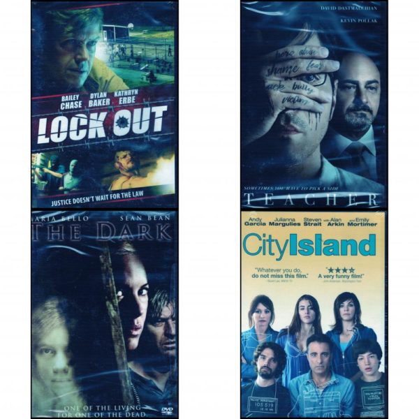 DVD Assorted Movies 4 Pack Fun Gift Bundle: Lock Out  Teacher  The Dark 2005  City Island