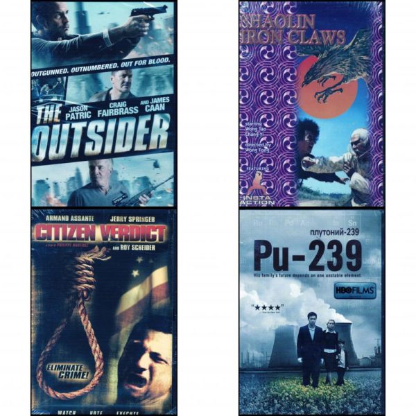 DVD Assorted Movies 4 Pack Fun Gift Bundle: Outsider, The  Shaolin Iron Claws  Citizen Verdict   Pu-239